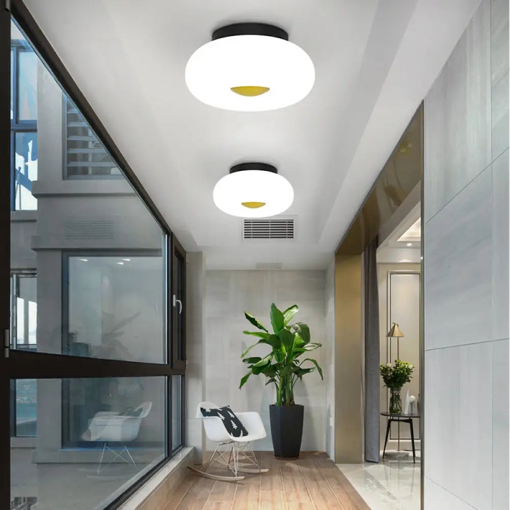 Contemporary White Circular Semi Flush Ceiling Light With 1/3/5 Heads - Acrylic Lamp For Living