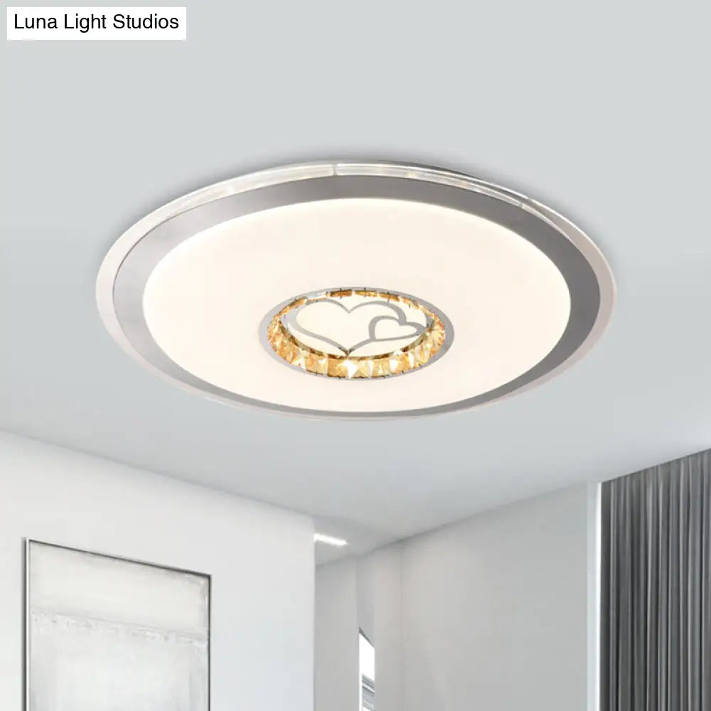 Contemporary White Crystal Led Ceiling Light For Sleeping Room With Stunning Heart/Moon/Star Designs