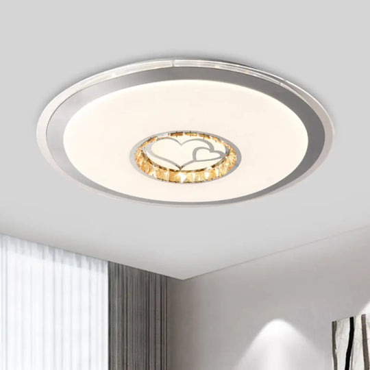 Contemporary White Crystal Led Ceiling Light For Sleeping Room With Stunning Heart/Moon/Star
