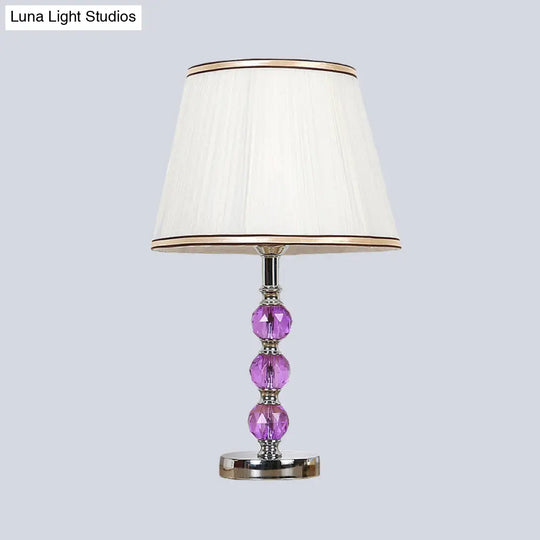 Contemporary White Desk Lamp With Purple Crystal Ball Accent - Flare Table