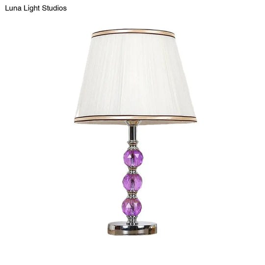 Contemporary White Desk Lamp With Purple Crystal Ball Accent - Flare Table