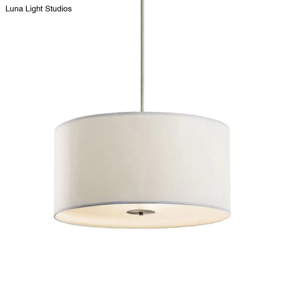 Contemporary White Fabric Led Cylinder Pendant Lamp - 16’/19.5’/23.5’ Dia