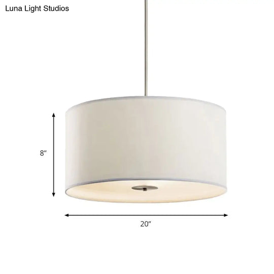 Contemporary Fabric White Led Hanging Pendant Lamp - 16/19.5/23.5 Diameter