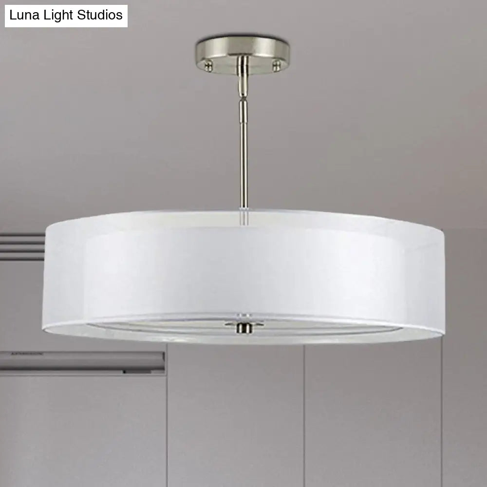 Contemporary Fabric White Led Hanging Pendant Lamp - 16/19.5/23.5 Diameter