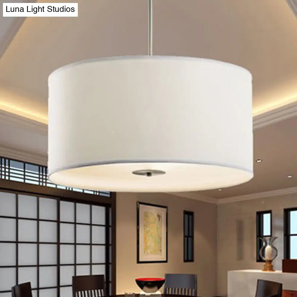 Contemporary Fabric White Led Hanging Pendant Lamp - 16/19.5/23.5 Diameter / 23.5