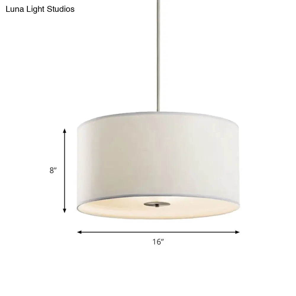 Contemporary Fabric White Led Hanging Pendant Lamp - 16/19.5/23.5 Diameter