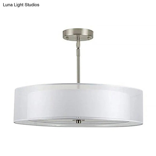 Contemporary Fabric White Led Hanging Pendant Lamp - 16/19.5/23.5 Diameter