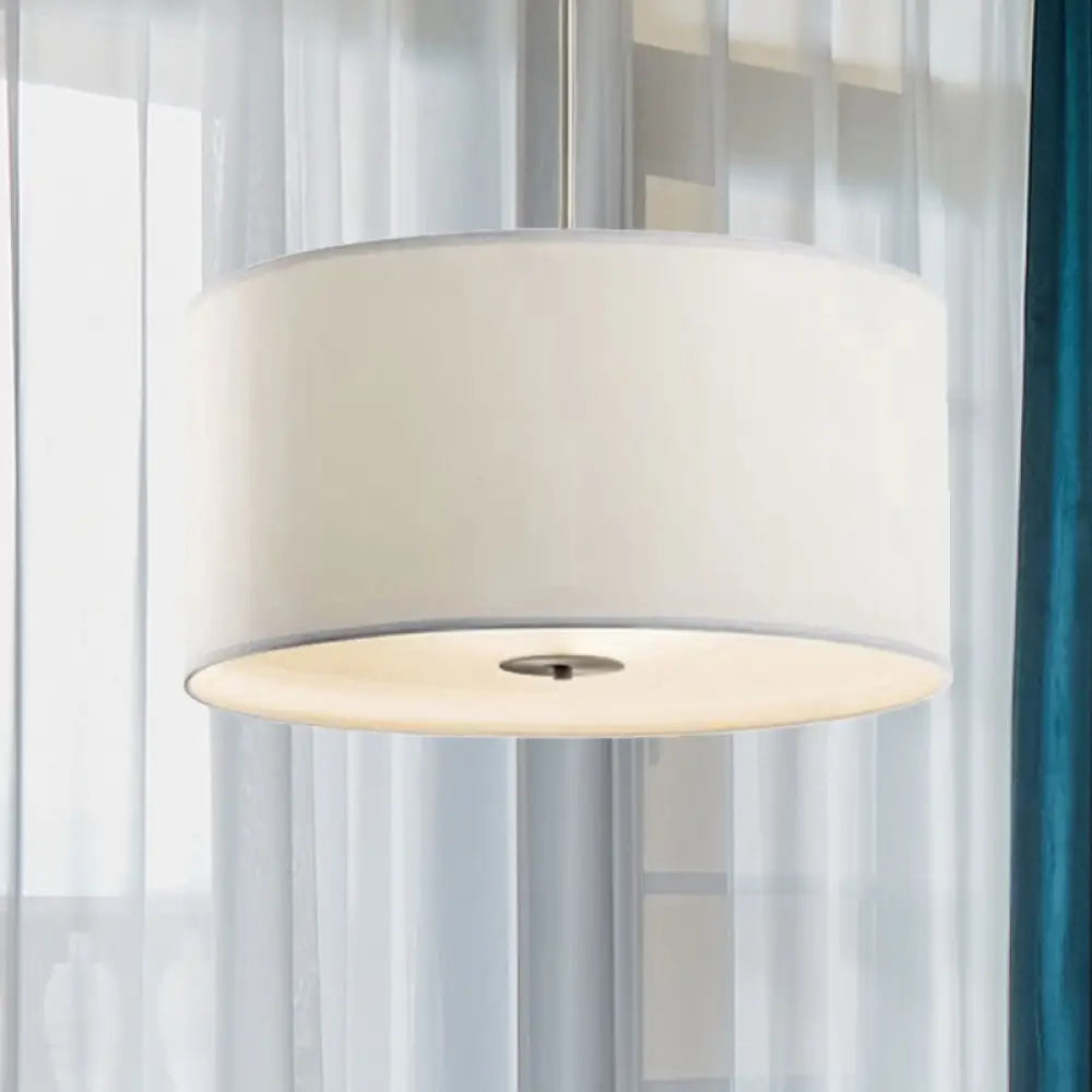 Contemporary White Fabric Led Cylinder Pendant Lamp - 16’/19.5’/23.5’ Dia / 16’