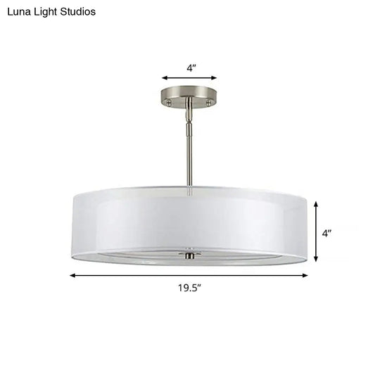 Contemporary Fabric White Led Hanging Pendant Lamp - 16/19.5/23.5 Diameter