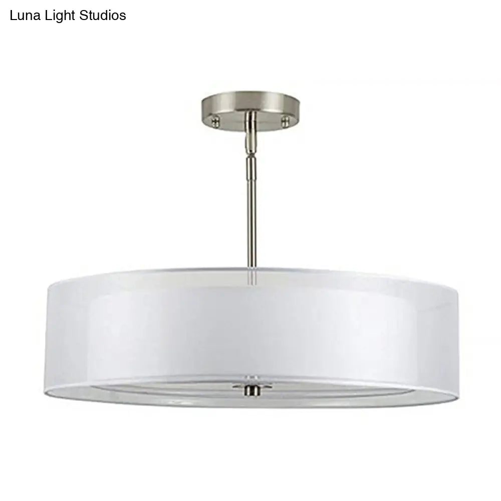 Contemporary White Fabric Led Cylinder Pendant Lamp - 16’/19.5’/23.5’ Dia