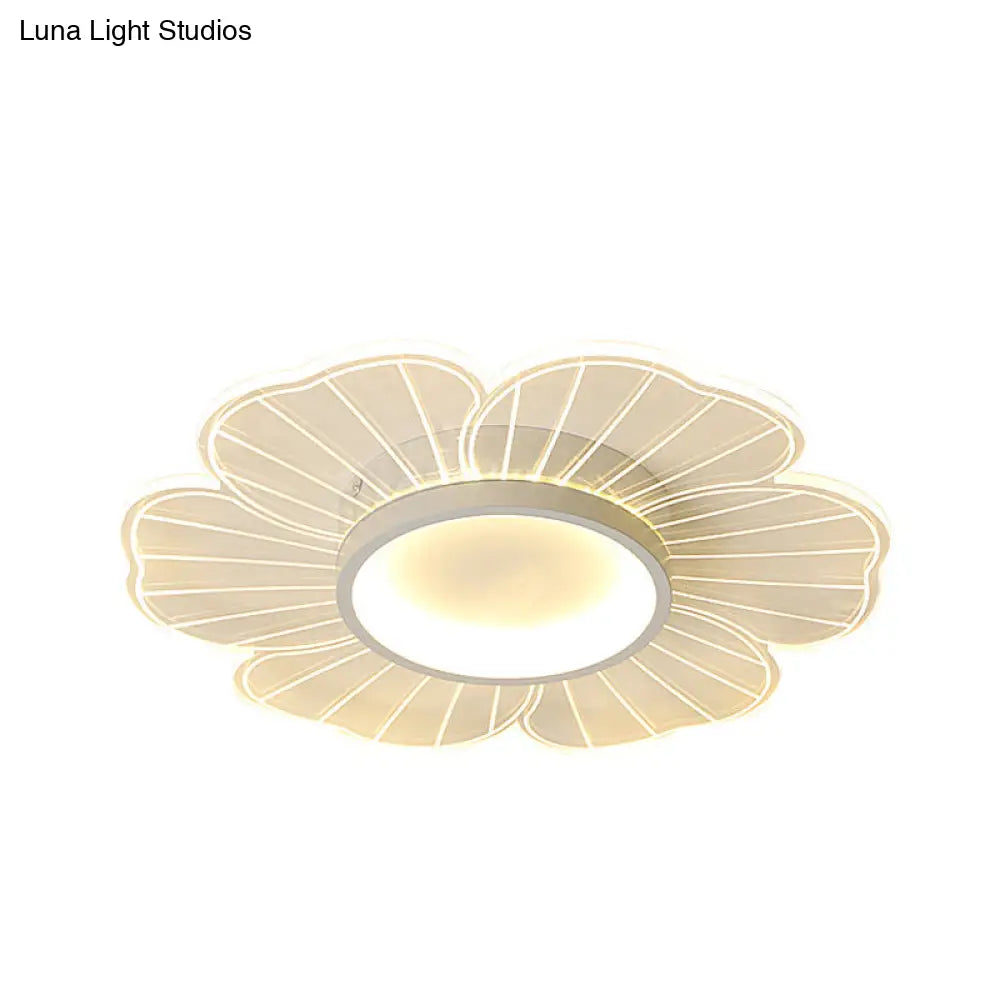 Contemporary White Flower Flushmount Led Lamp - Ultra-Thin & Versatile Sizes In Warm Light