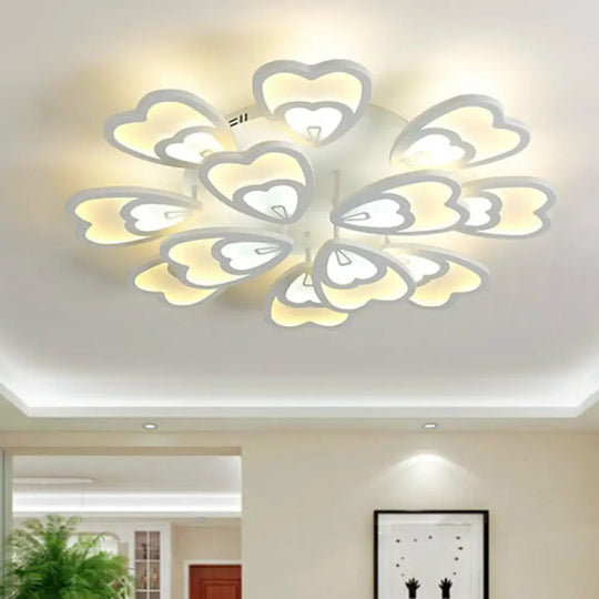 Contemporary White Flower Led Ceiling Light For Living Room - Acrylic Flush Mount 12 / Warm