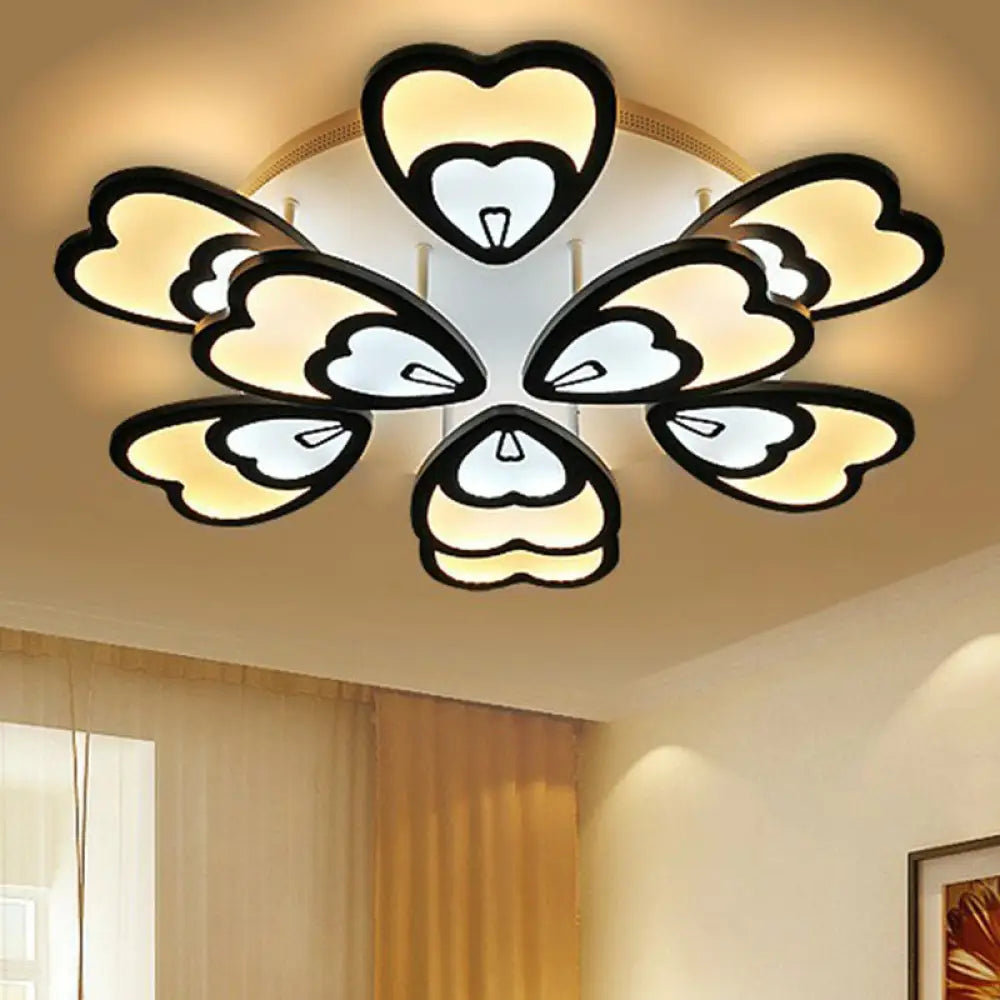 Contemporary White Flower Led Ceiling Light For Living Room - Acrylic Flush Mount 9 / Warm