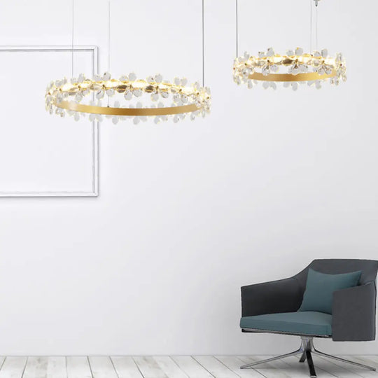 Contemporary White Garland Chandelier: Led Crystal Pendant Light Fixture (2/3 Lights) In White/Warm