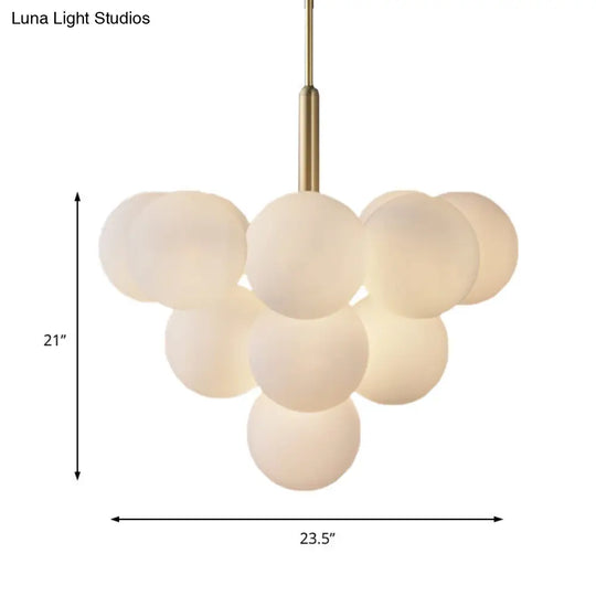 Contemporary Glass Chandelier Lamp - 5/13 Lights Spherical Design White Ball Pendant Light