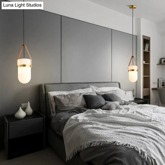 Contemporary White Glass Ceiling Pendant Lamp For Bedrooms