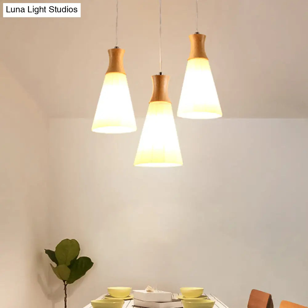 Contemporary White Glass Hanging Light With 3 Heads - Perfect For Dining Room Ceiling Lighting