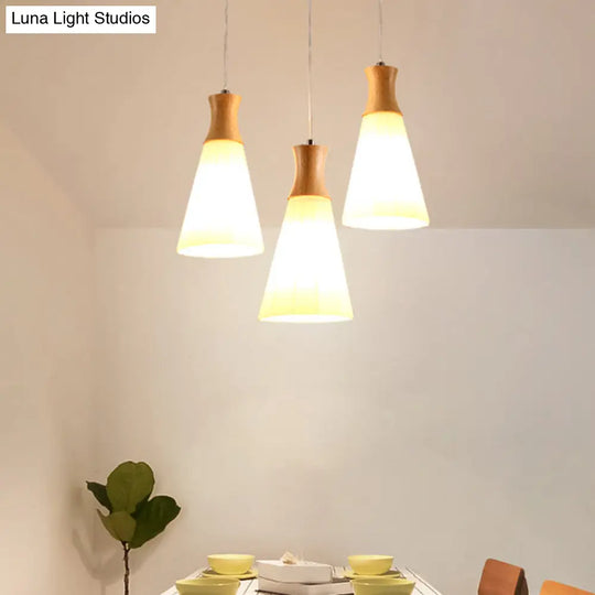 Contemporary White Glass Hanging Light With 3 Heads - Perfect For Dining Room Ceiling Lighting