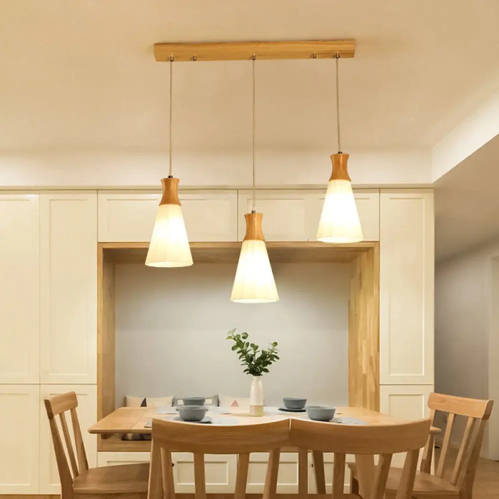 Contemporary White Glass Hanging Light With 3 Heads - Perfect For Dining Room Ceiling Lighting / A