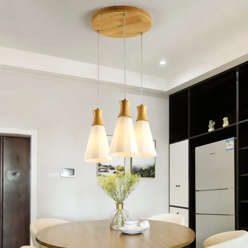 Contemporary White Glass Hanging Light With 3 Heads - Perfect For Dining Room Ceiling Lighting / A