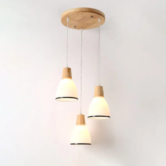 Contemporary White Glass Hanging Light With 3 Heads - Perfect For Dining Room Ceiling Lighting / B