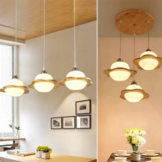 Contemporary White Glass Hanging Light With 3 Heads - Perfect For Dining Room Ceiling Lighting / C