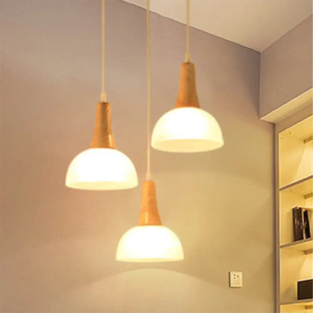 Contemporary White Glass Hanging Light With 3 Heads - Perfect For Dining Room Ceiling Lighting / D