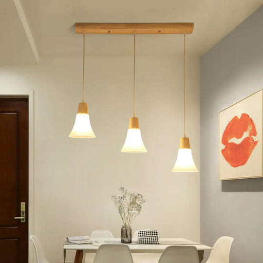 Contemporary White Glass Hanging Light With 3 Heads - Perfect For Dining Room Ceiling Lighting / E