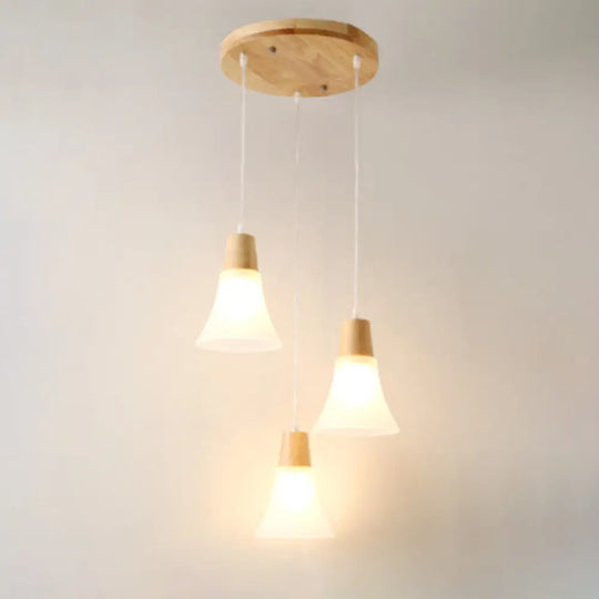 Contemporary White Glass Hanging Light With 3 Heads - Perfect For Dining Room Ceiling Lighting / E