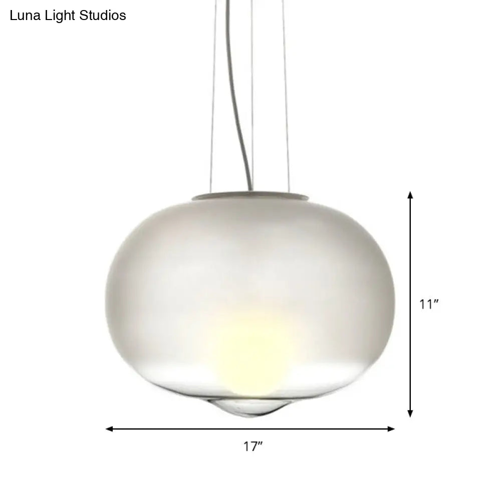 Contemporary White Glass Orb Pendant Light For Kitchen - 1 Head Ceiling Lamp 12.5’/17’ Wide