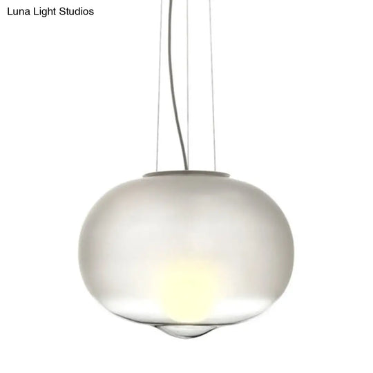 Contemporary White Glass Orb Ceiling Lamp - 1 Head Pendant Light Fixture For Kitchen 12.5/17 Wide