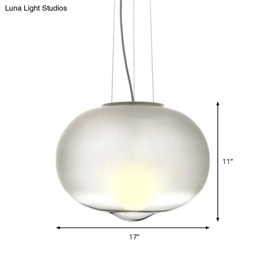 Contemporary White Glass Orb Ceiling Lamp - 1 Head Pendant Light Fixture For Kitchen 12.5/17 Wide