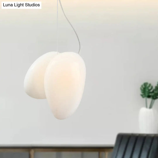 Contemporary White Glass Pendant Lamp - Hanging Ceiling Light For Dining Room