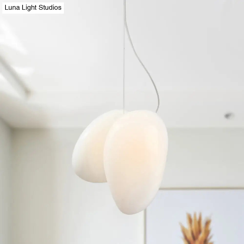 Contemporary White Glass Pendant Lamp - Hanging Ceiling Light For Dining Room