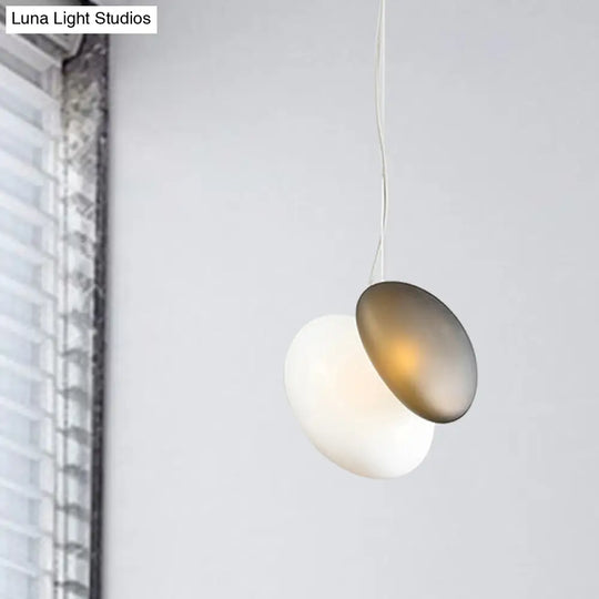 Contemporary White Glass Pendant Lamp - Hanging Ceiling Light For Dining Room