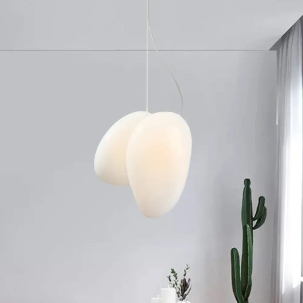 Contemporary White Glass Pendant Light For Dining Room Ceiling / A