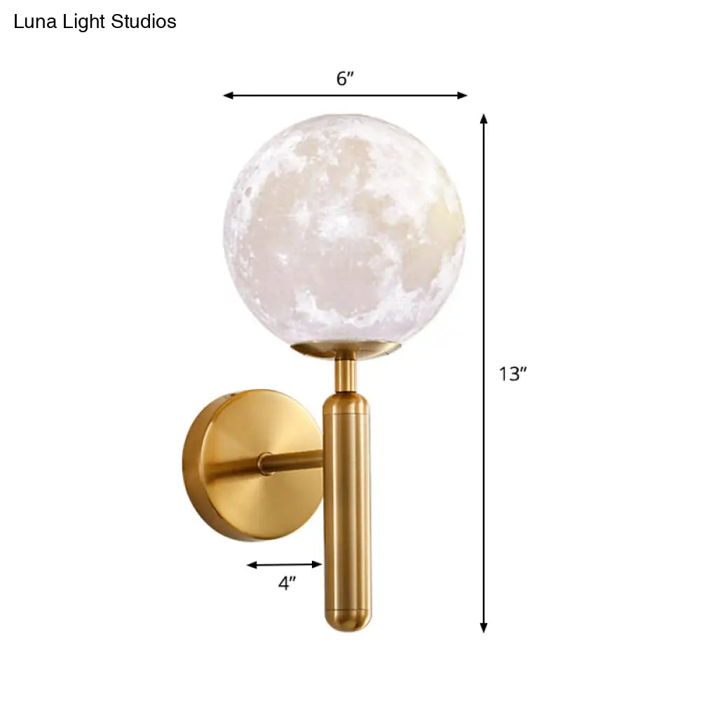 Contemporary White Glass Wall Sconce Light With Gold Metal Pencil Arm