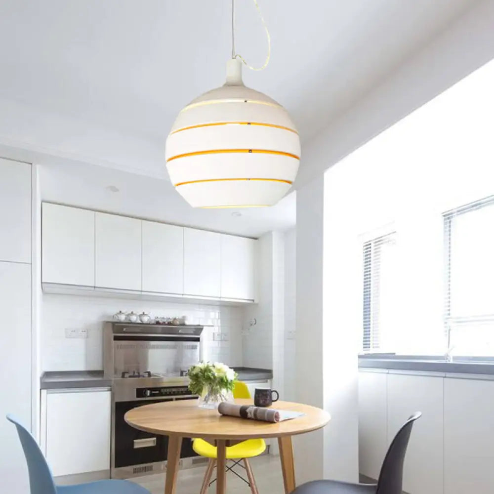 Contemporary White Globe Drop Pendant Light For Dining Room