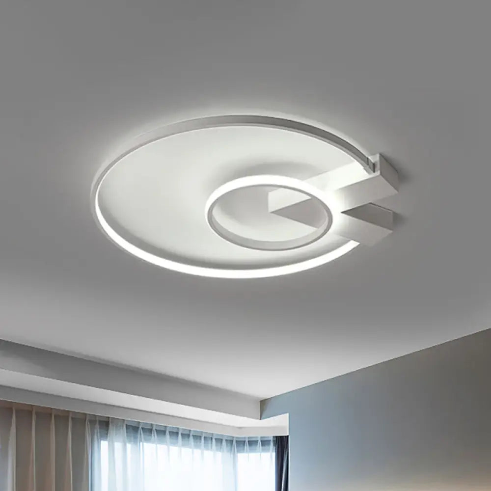 Contemporary White/Gold Led Ceiling Flush Mount With Chic 2 - Circle Design White