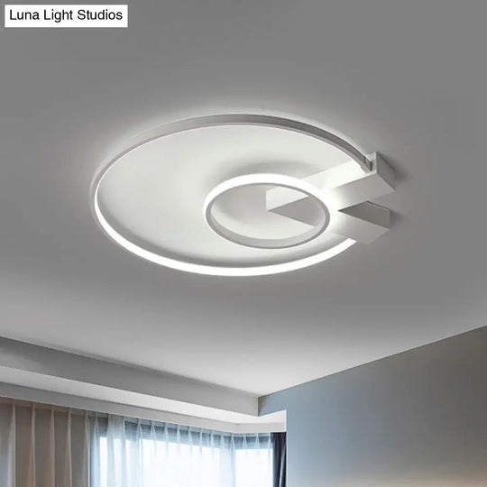 Contemporary White/Gold Led Ceiling Flush Mount With Chic 2-Circle Design White