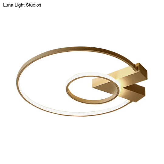 Contemporary White/Gold Led Ceiling Flush Mount With Chic 2 - Circle Design