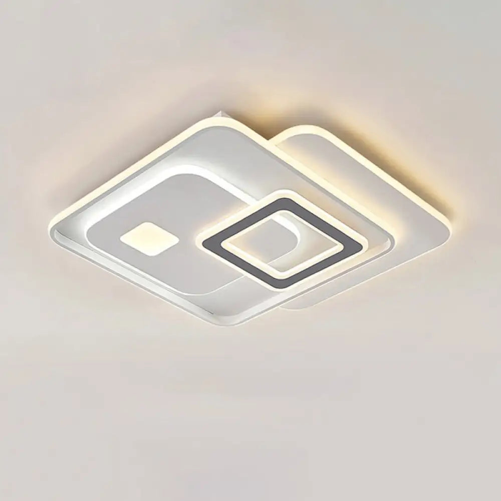 Contemporary White Led Ceiling Fixture For Bedroom - Overlapping Acrylic Flush Mount