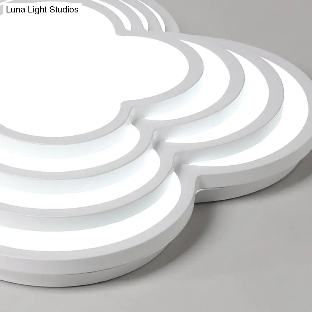 Contemporary White Led Flower Ceiling Light Fixture - Multi-Tier Acrylic Design