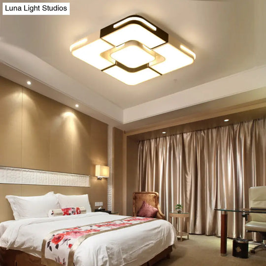Contemporary White Led Flush Mount Ceiling Light Fixture - 19.5/35.5 Wide Acrylic Lamp For Bedroom
