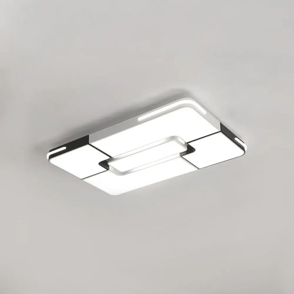 Contemporary White Led Flush Mount Ceiling Light Fixture - 19.5’/35.5’ Wide Acrylic Lamp For