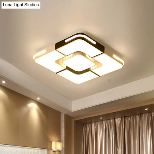 Contemporary White Led Flush Mount Ceiling Light Fixture - 19.5’/35.5’ Wide Acrylic Lamp For