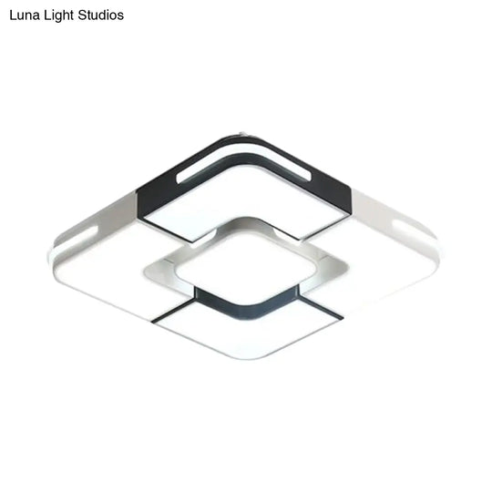 Contemporary White Led Flush Mount Ceiling Light Fixture - 19.5’/35.5’ Wide Acrylic Lamp For