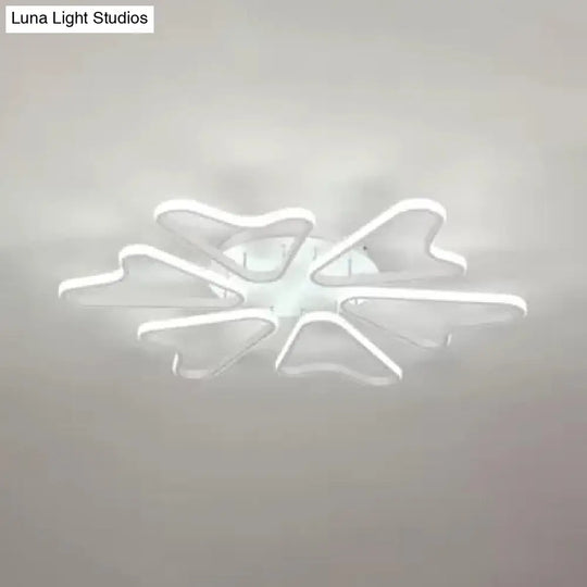 Contemporary White Led Flush Mount Ceiling Light With Acrylic Horn Design For Living Room