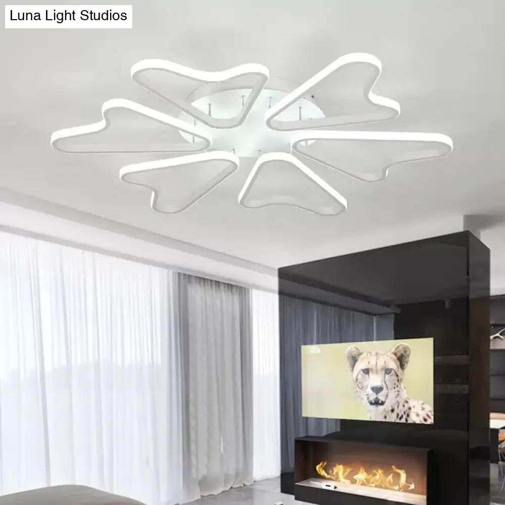Contemporary White Led Flush Mount Ceiling Light With Acrylic Horn Design For Living Room