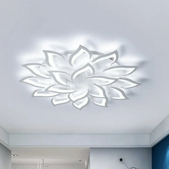 Contemporary White Led Flush Mount Light For Living Room - Blossom Acrylic Semi Ceiling 18 / Third